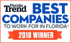 Badge Reading Florida Trend Best Companies to Work For in Florida 2018 Winner