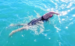 Image is of Jeff swimming in the Biscayne Bay
