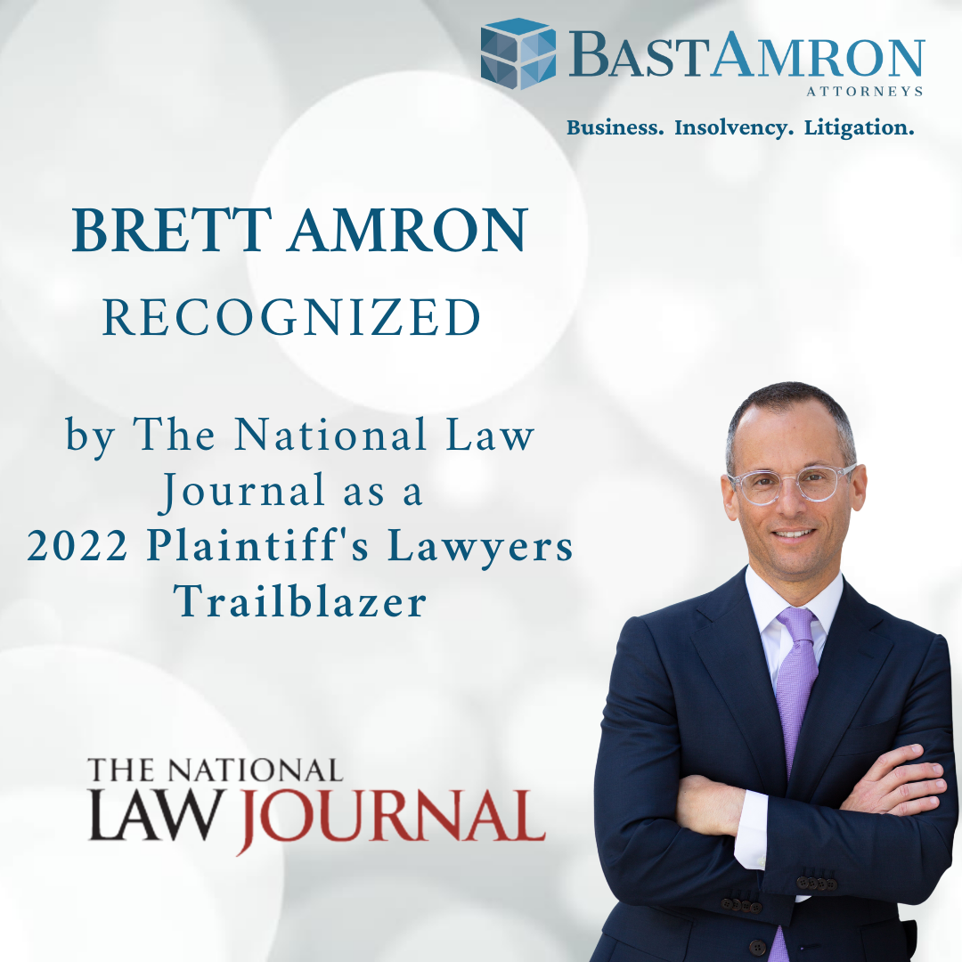 BRETT AMRON RECOGNIZED BY THE NATIONAL LAW JOURNAL AS A PLAINTIFF’S LAWYERS TRAILBLAZER
