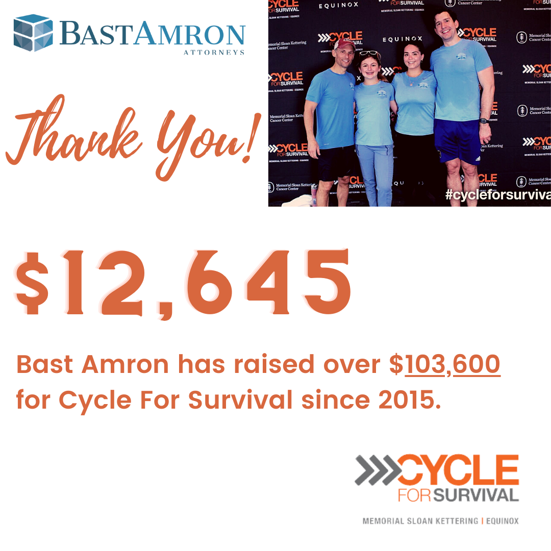 BAST AMRON PARTICIPATED IN CYCLE FOR SURVIVAL AND RAISED OVER $12,600