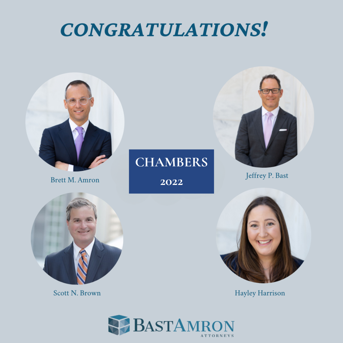 CHAMBERS & PARTNERS USA RECOGNIZES’ FOUR BAST AMRON ATTORNEYS IN 2022