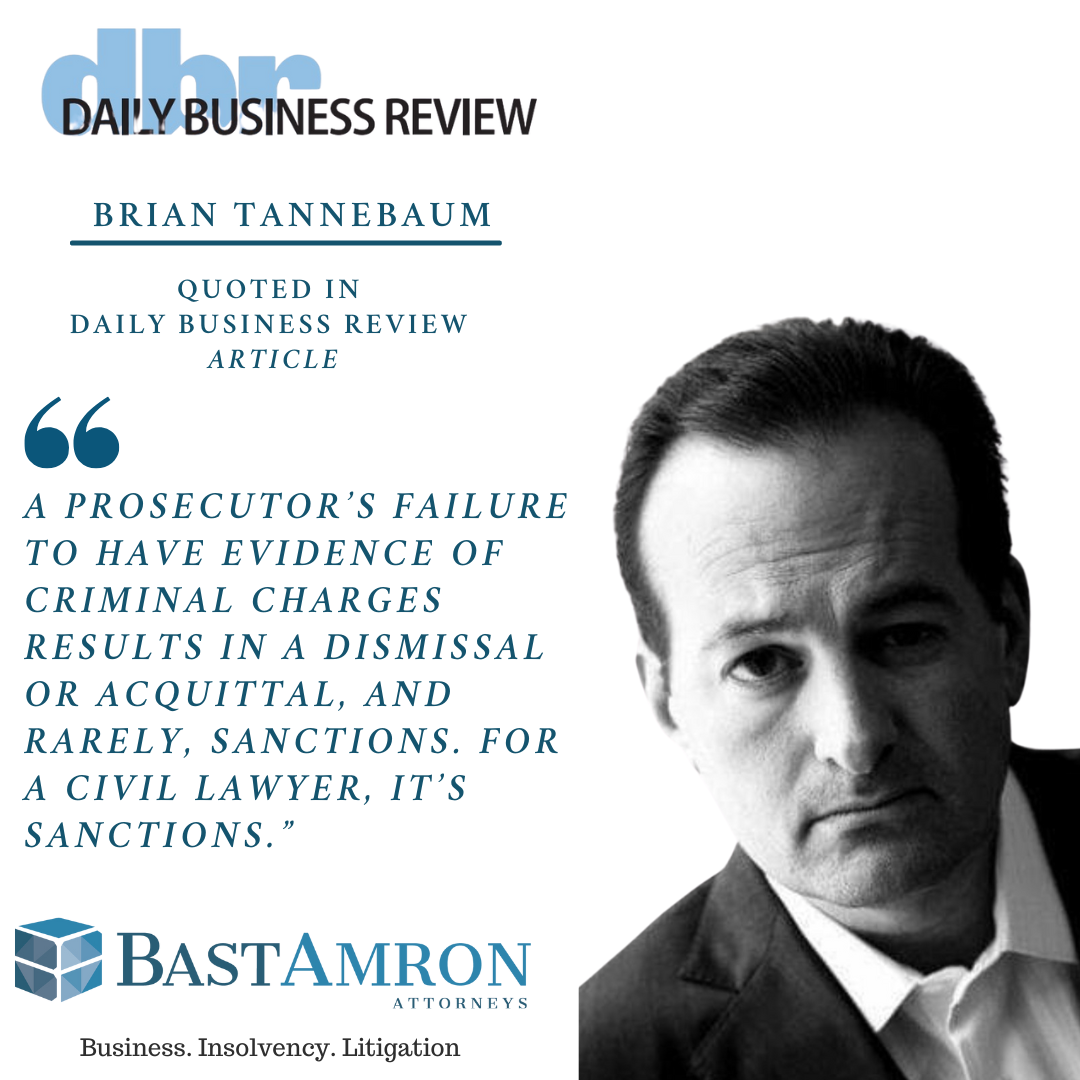 BRIAN TANNEBAUM QUOTED IN DAILY BUSINESS REVIEW – 17 EX-DEFENDANTS INCLUDING HILLARY CLINTON, DNC SEEK TOTAL OF $1 MILLION IN FEES, COSTS OVER TRUMP’S SCUTTLED RICO LAWSUIT