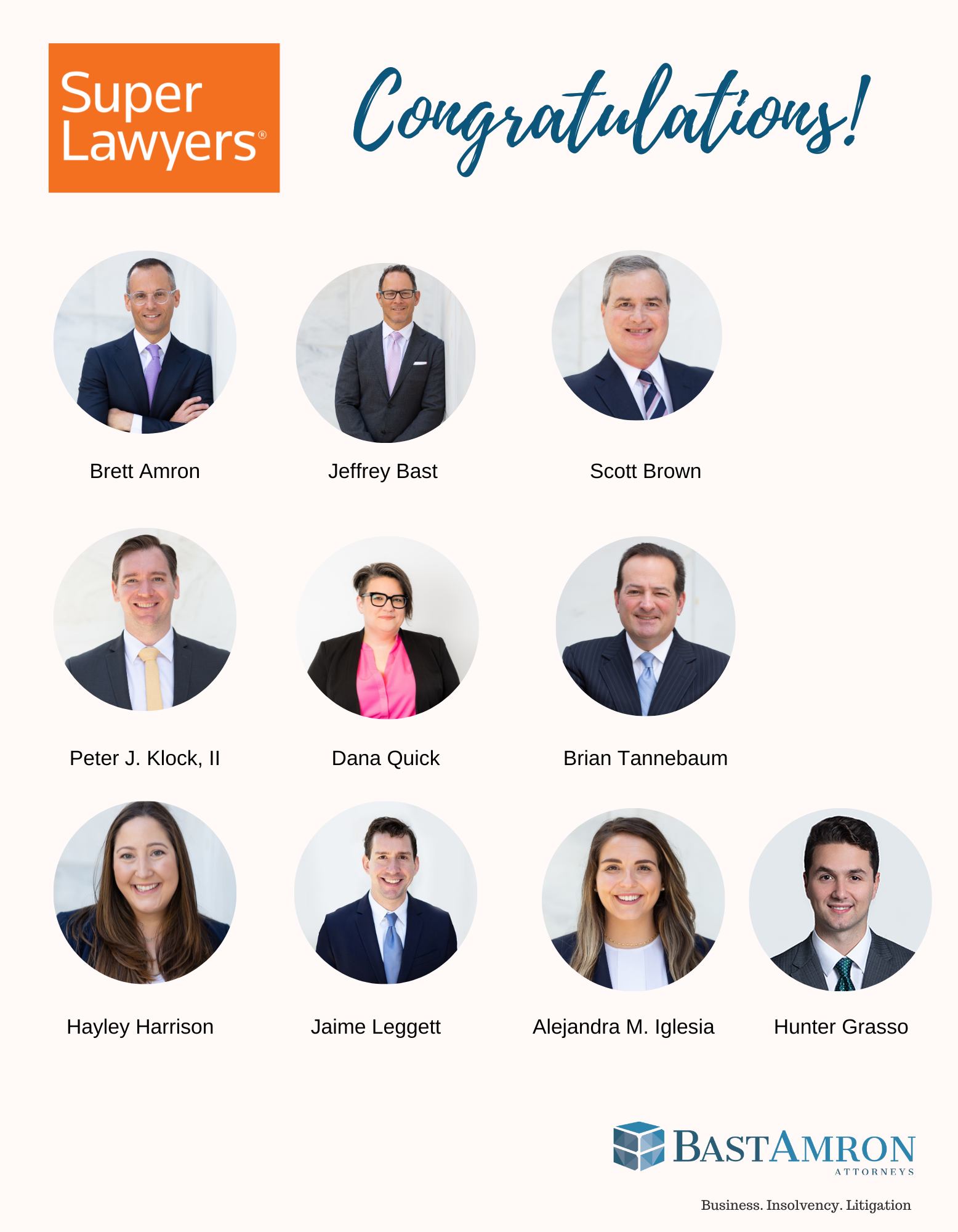 TEN BAST AMRON ATTORNEYS RECOGNIZED IN 2023 EDITION OF FLORIDA SUPER LAWYERS