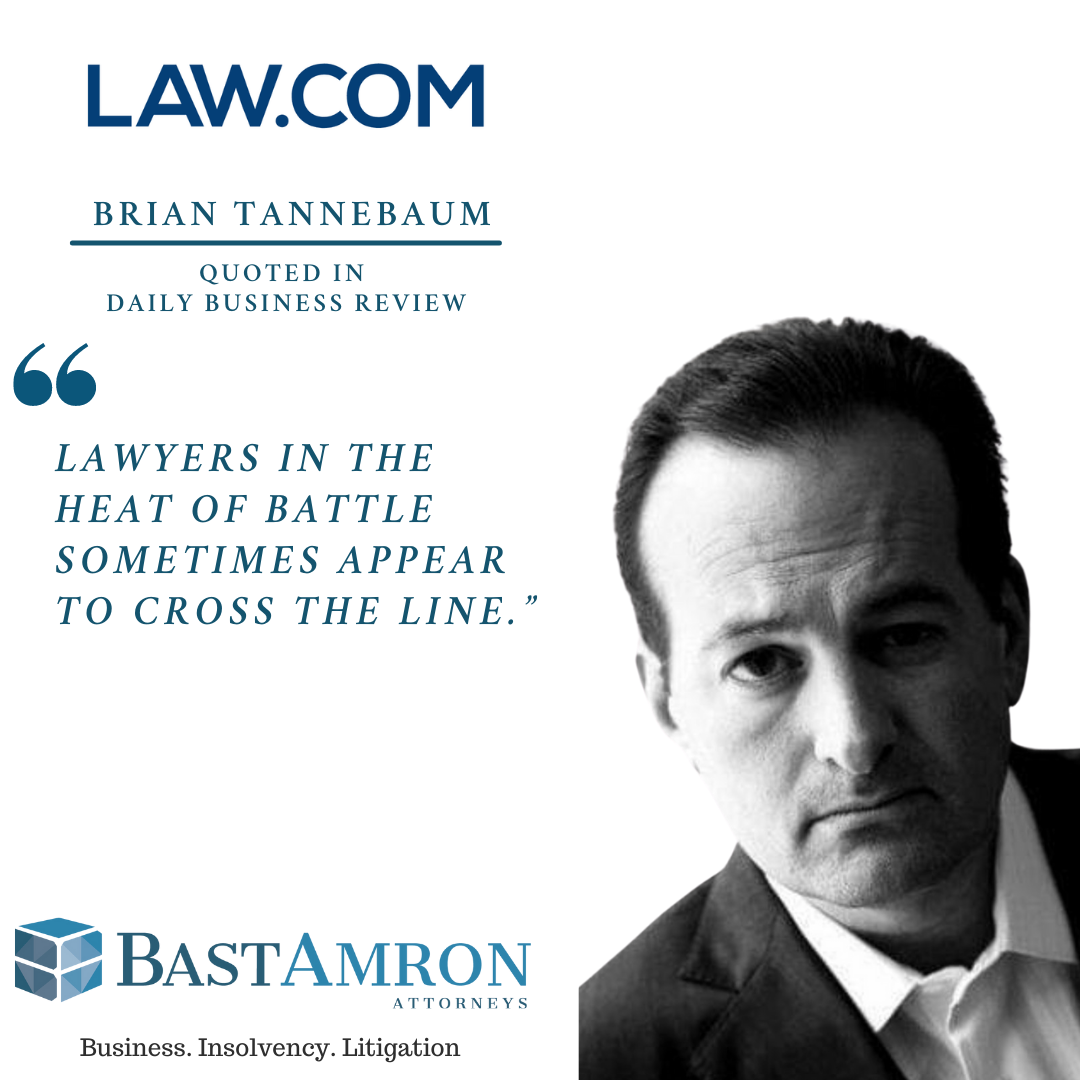 BRIAN TANNEBAUM QUOTED IN LAW.COM– “DECHERT PARTNERS WIN REVERSAL OF SANCTIONS IN 3M EARPLUG TRIAL”