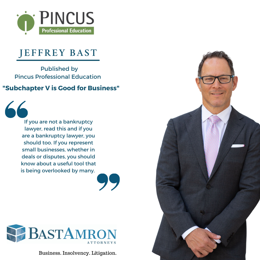JEFFREY BAST PUBLISHED “SUBCHAPTER V IS GOOD FOR BUSINESS” BY PINCUS PROFESSIONAL EDUCATION