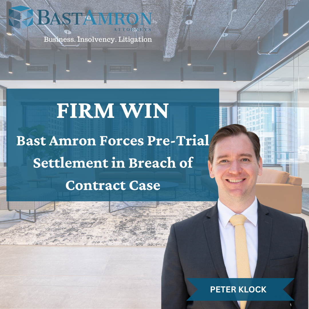BAST AMRON FORCES PRE-TRIAL SETTLEMENT IN BREACH OF CONTRACT CASE