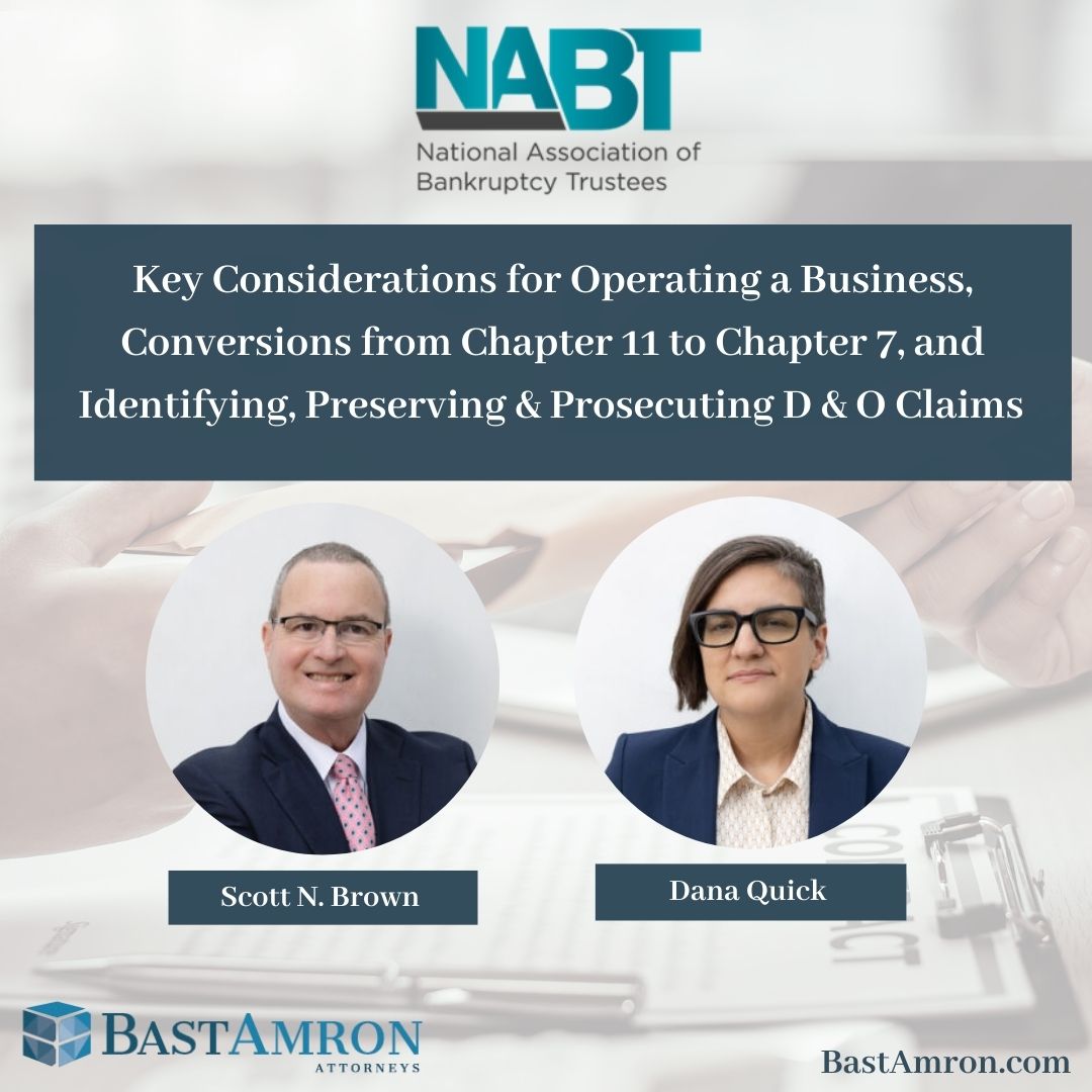 BAST AMRON PARTNERS SCOTT N. BROWN AND DANA QUICK TO SPEAK AT NABT 2025 CONFERENCE