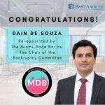 BAST AMRON PARTNER DAIN DE SOUZA TO CONTINUE LEADERSHIP AS CHAIR OF MIAMI-DADE BAR BANKRUPTCY COMMITTEE