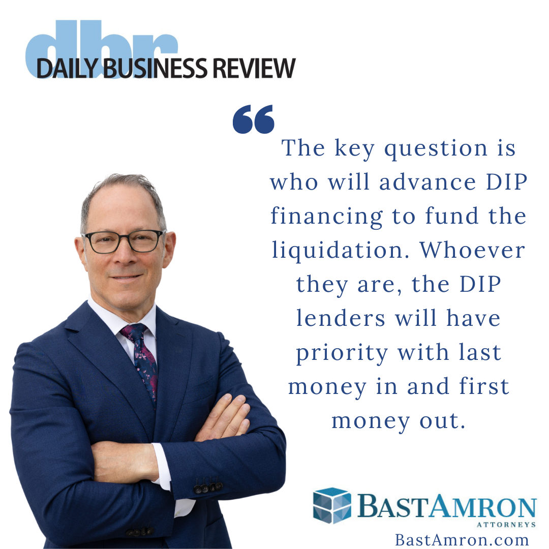 JEFFREY BAST QUOTED IN DAILY BUSINESS REVIEW – “SPIRIT’S COLLAPSE MAY OPEN NEW LEGAL FRONT AS CREDITORS LINE UP”